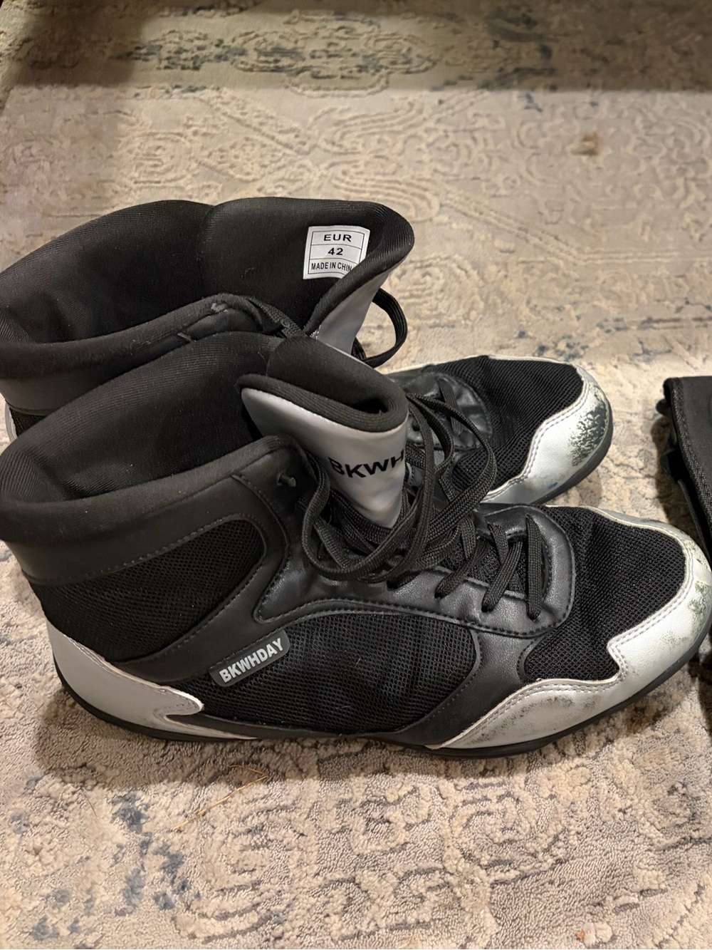 Men's Wrestling Shoes in Black and Silver by BKWHDAY